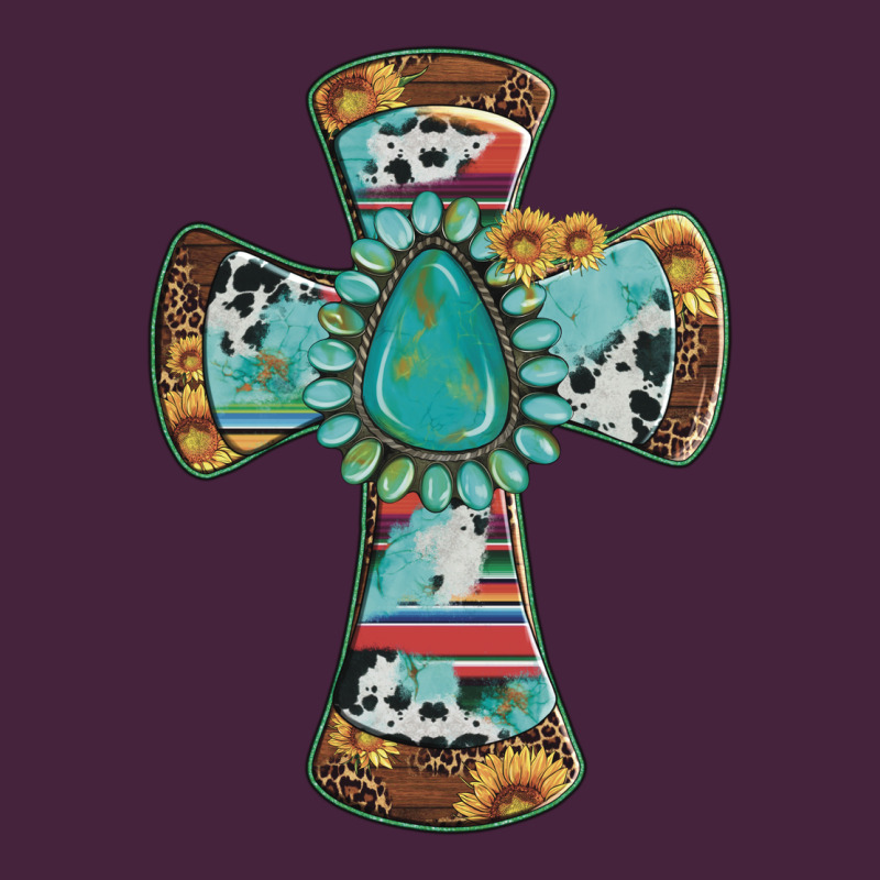 Cross With Leopard Sunflower Gemstone Serape Cowhide Premium Tee by Artiststas | Teevron