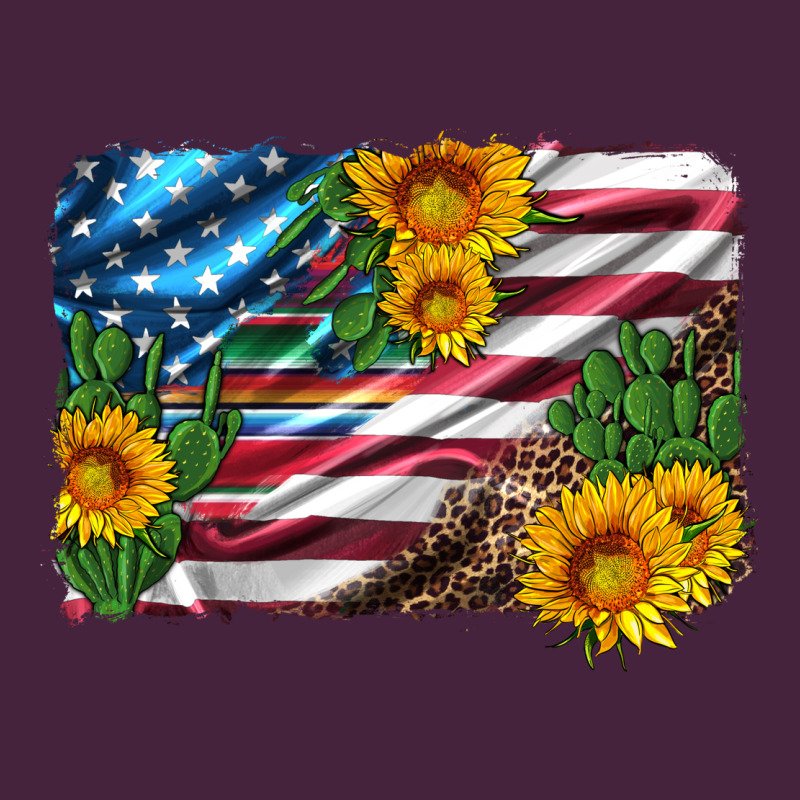 Usa Flag And Sunflower Serape Leopard And Cactus Premium Tee by Artiststas | Teevron