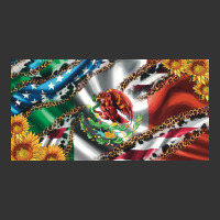 usa flag and mexico flag with sunflower and cowhide  license plate | Teevron