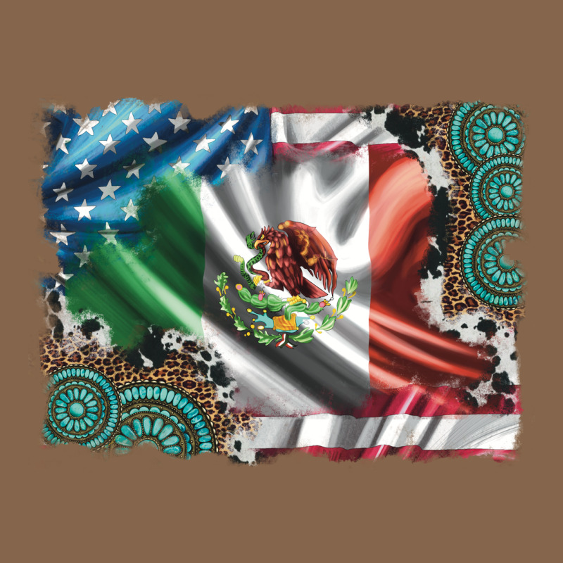 Usa And Mexico Flag With Leopard Cowhide And Gemstone Background Premium Tee by Artiststas | Teevron