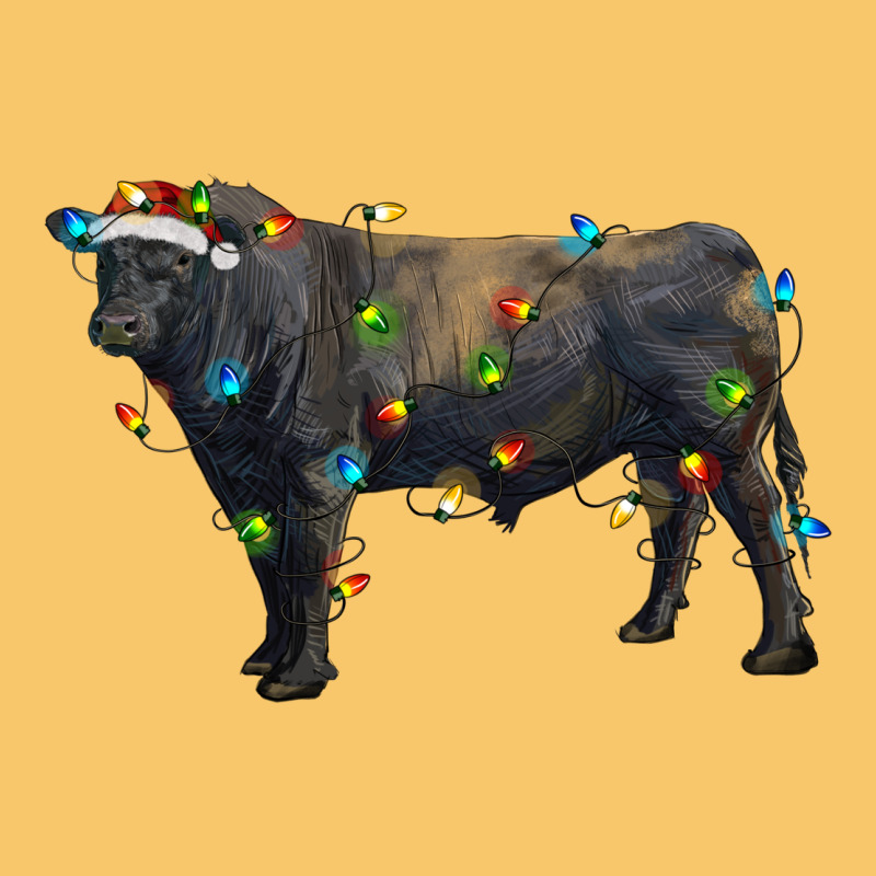 Christmas Black Angus Bull With Christmas Lights Vintage Hoodie by RanaPortraitStore | Teevron