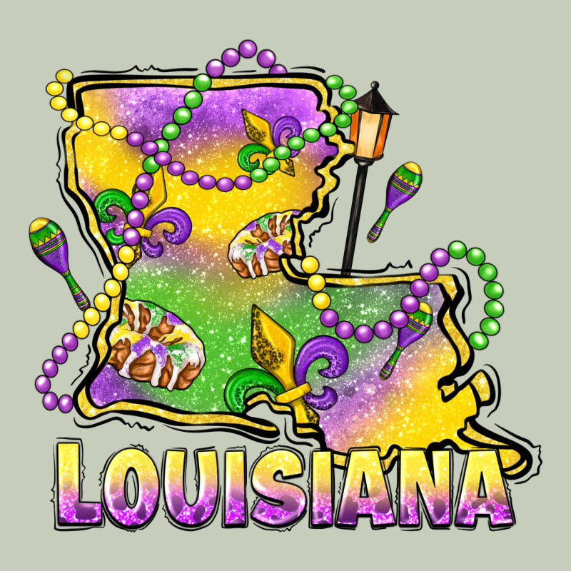 Louisiana Mardi Gras State Map Long Sleeve Tee by LillyAllenDesigns | Teevron