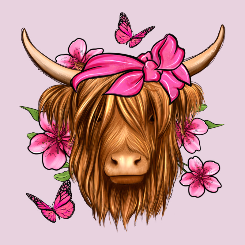 Floral Pink Bandana Longhaired Cow Ladies Tee by Jasminsmagicworld | Teevron