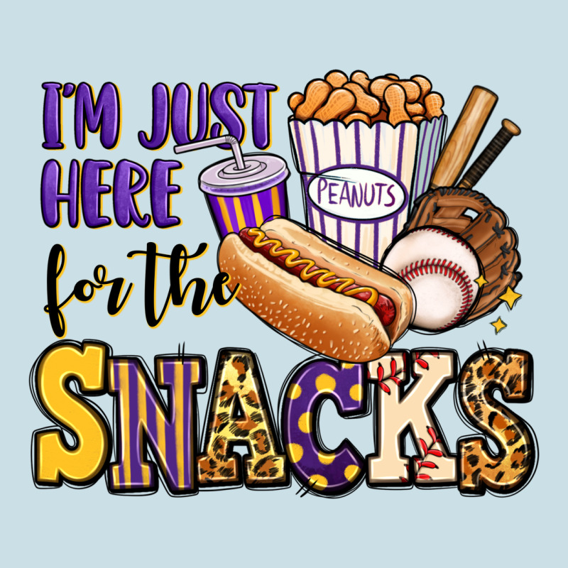 I'm Just Here For The Snacks Baseball Purple And G Ladies Tee by Jasminsmagicworld | Teevron
