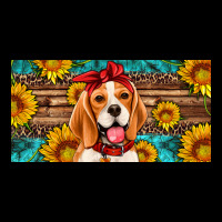 Beagle With Sunflowers License Plate Premium Tee | Teevron