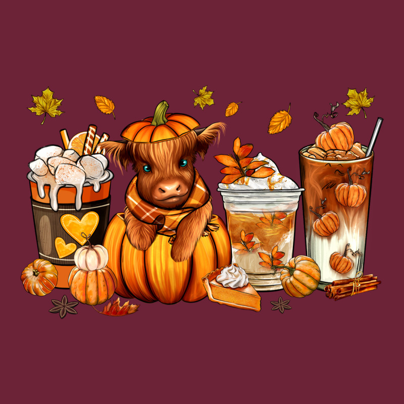 Fall Autumn Cow Pumpkin Coffee Cups Long Sleeve Tee by RanaPortraitStore | Teevron