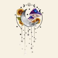 Moon And Mushrooms With Sunflower Vintage Tee | Teevron