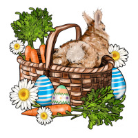 easter bunny in basket wıth carrot and eggs | Teevron