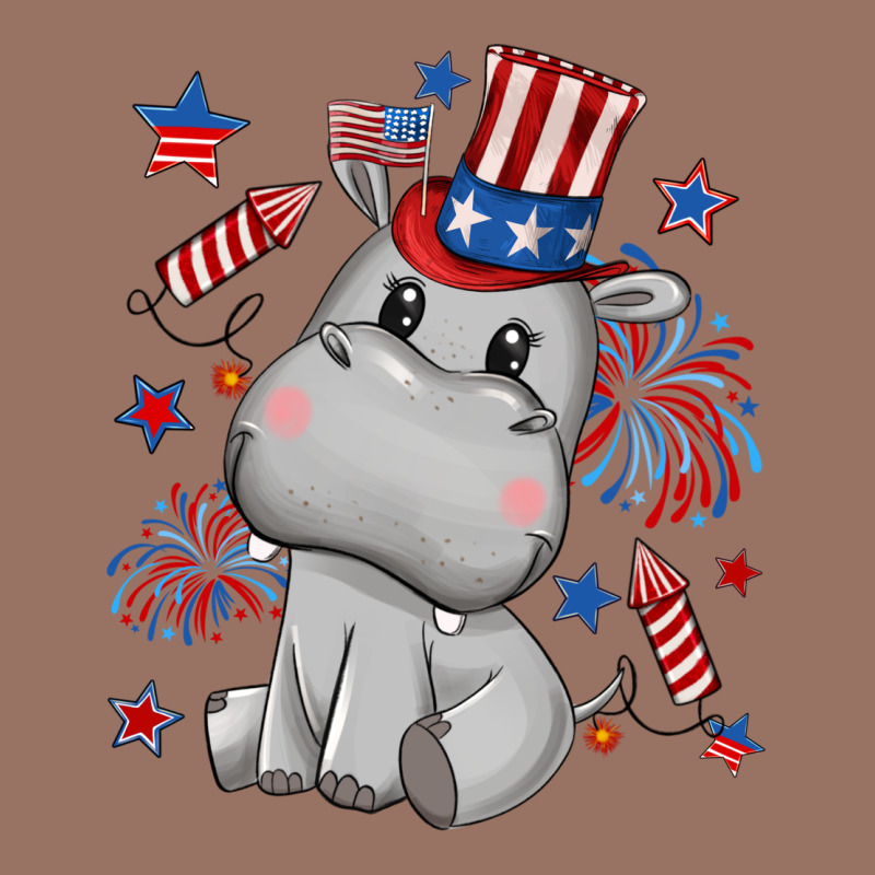 Fourth Of July Hippopotamus Premium Hoodie by CowGirlArtShop | Teevron