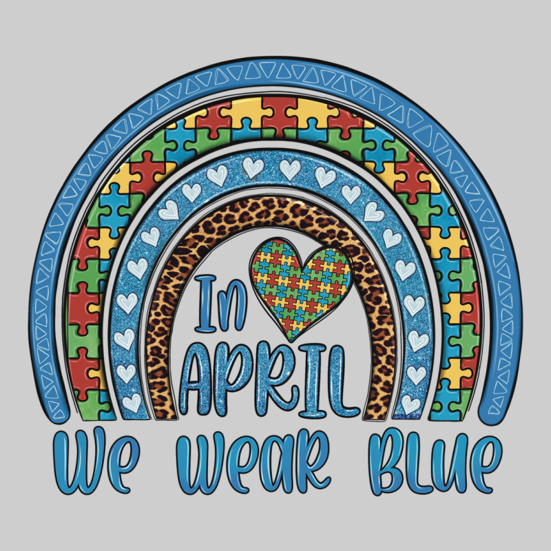 In April We Wear Blue Autism Awareness Leopard Rainbow Premium Tee by Artiststas | Teevron