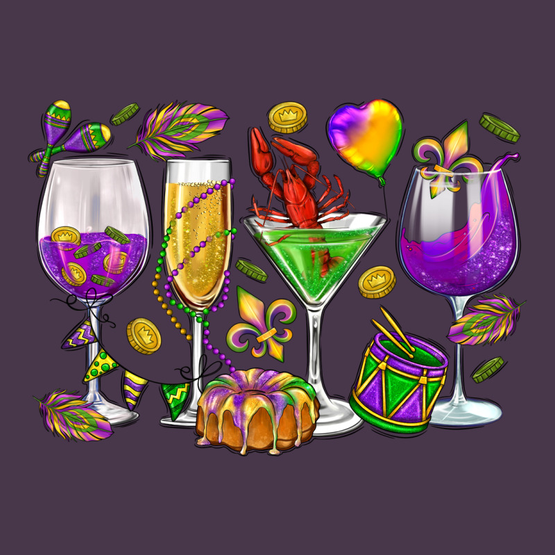 Mardi Gras Wine Glasses Heavyweight Hoodie by HowdyJamesFarm | Teevron