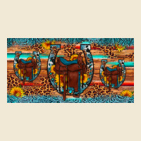 Saddle Horseshoe  Sunflower Leopard License Plate Premium Tee | Teevron