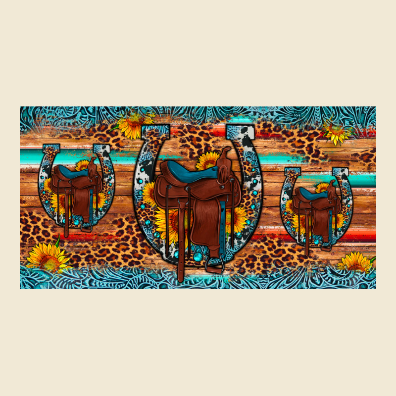 Saddle Horseshoe  Sunflower Leopard License Plate Premium Tee by Artiststas | Teevron