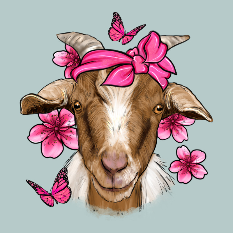 Pink Floral Bandana Goat Heavy Core Tee by Jasminsmagicworld | Teevron