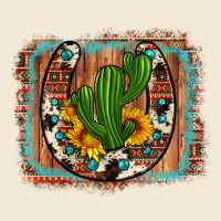 Cactus Sunflower Cowhide Horseshoe  Background Premium Tee | Teevron