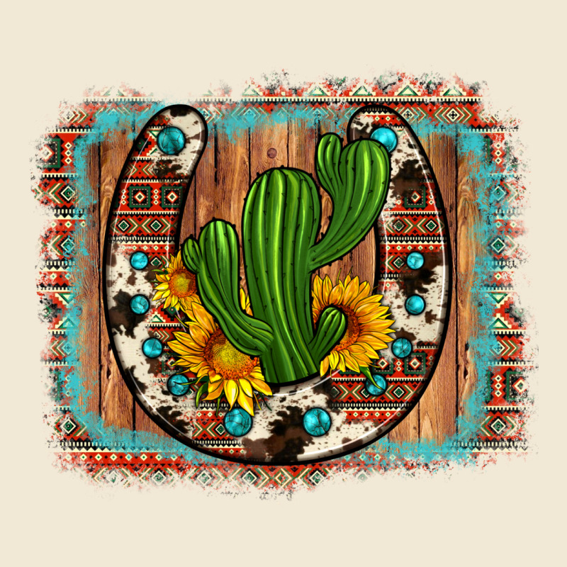 Cactus Sunflower Cowhide Horseshoe  Background Premium Tee by Artiststas | Teevron