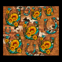 Sunflower Turquoise Leopard Cowhide Horseshoe Premium Tee | Teevron