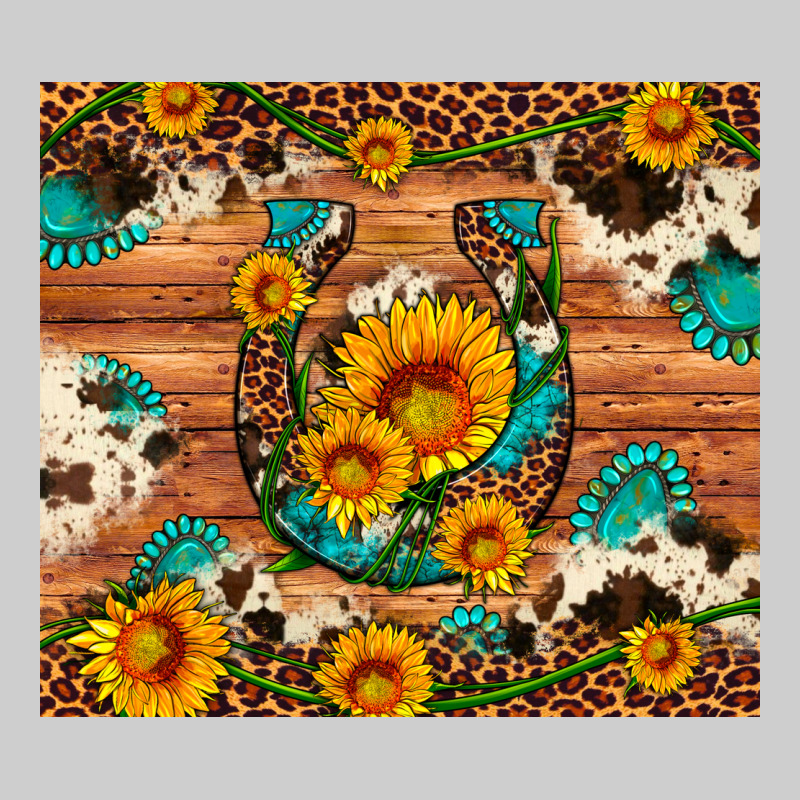 Sunflower Gemstone Leopard Cowhide Horseshoe Premium Tee by Artiststas | Teevron