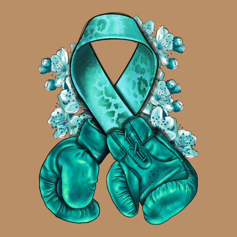 Ovarian Cancer Teal Ribbon With Boxing Gloves Vintage Hoodie by NancyCooperArtShop | Teevron