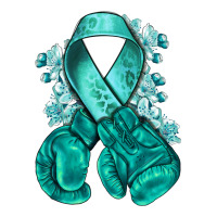 Ovarian Cancer teal ribbon with boxing gloves | Teevron