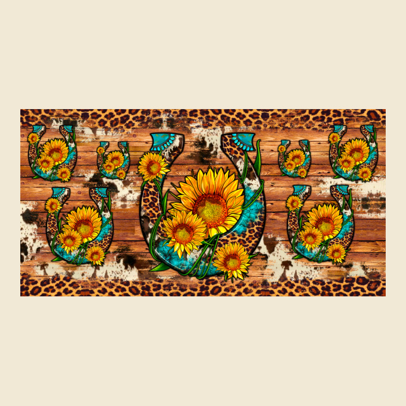 Sunflower Gemstone Leopard Cowhide Horseshoe License Plate Premium Tee by Artiststas | Teevron