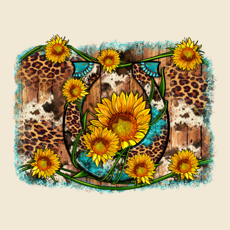 Sunflower Gemstone Leopard Cowhide Horseshoe Background Premium Tee by Artiststas | Teevron