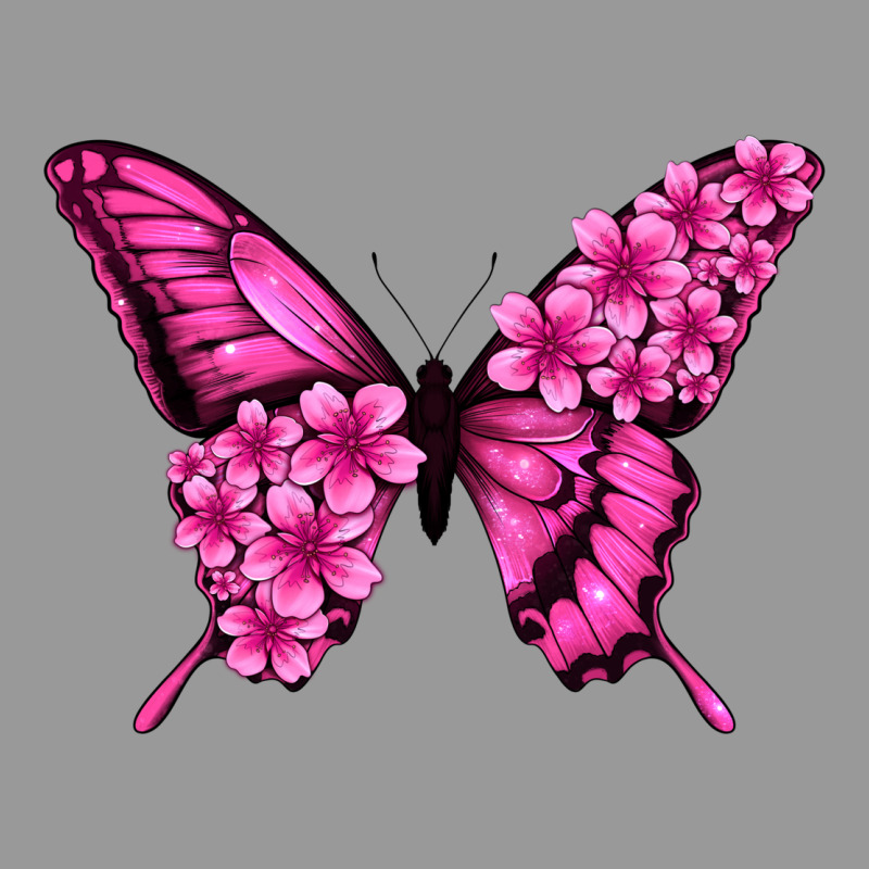 Floral Pink Butterfly Vintage Hoodie by NancyCooperArtShop | Teevron