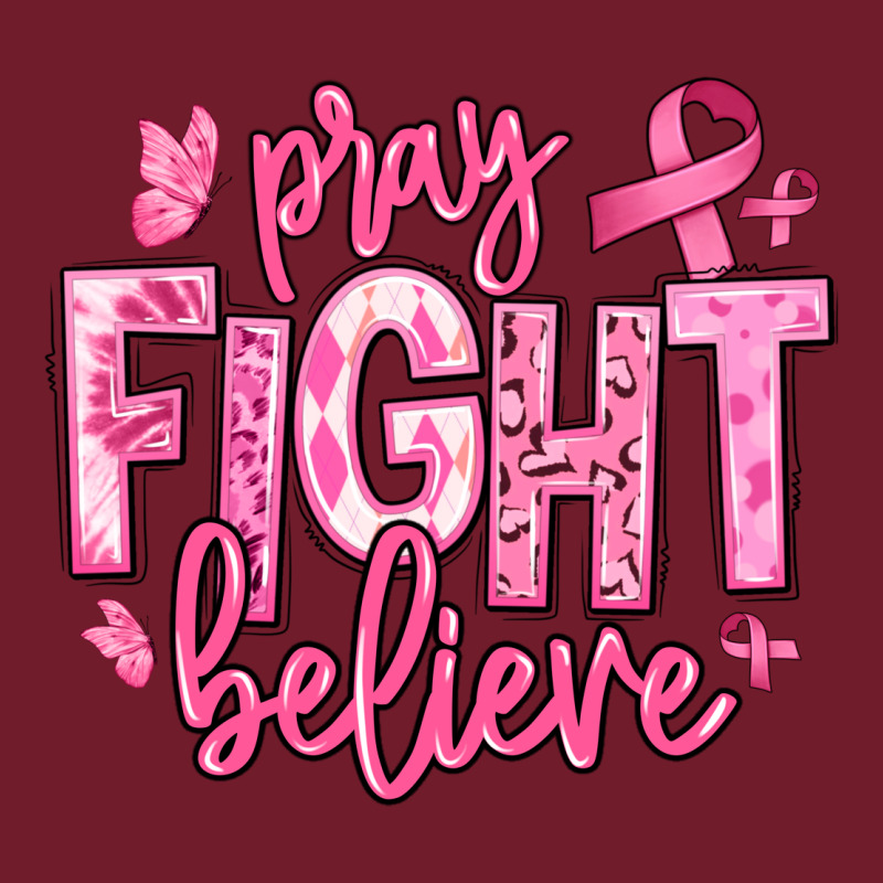 Pray Fight Believe Breast Cancer Zipper Hoodie by texasbilliewilder | Teevron