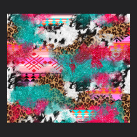 Leopard Cowhide Pink Turquoise Glitter Vintage Tee | Teevron