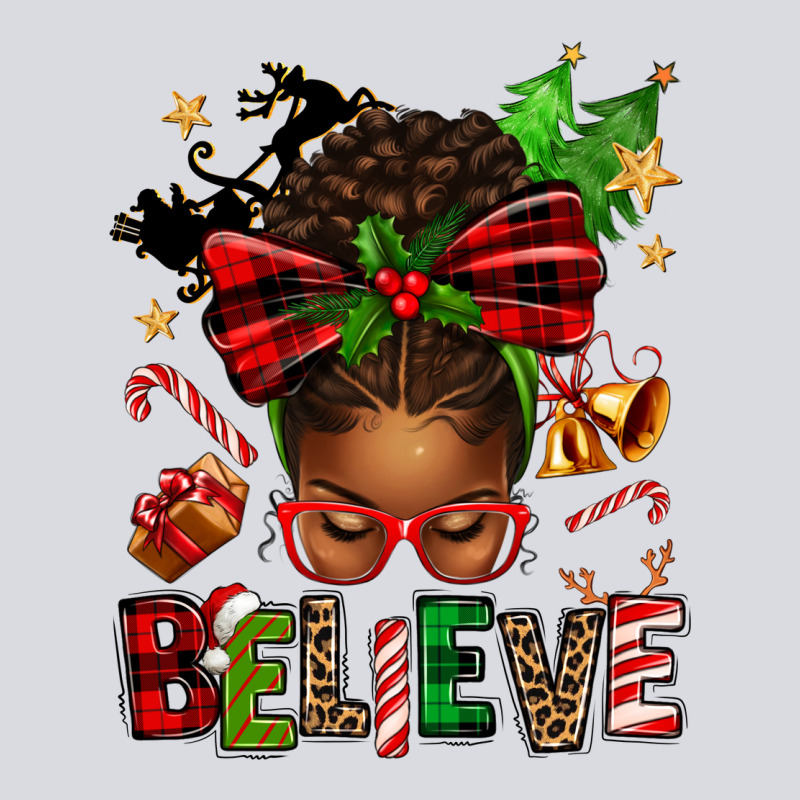 Christmas Believe Afro Messy Bun Zipper Hoodie by texasbilliewilder | Teevron