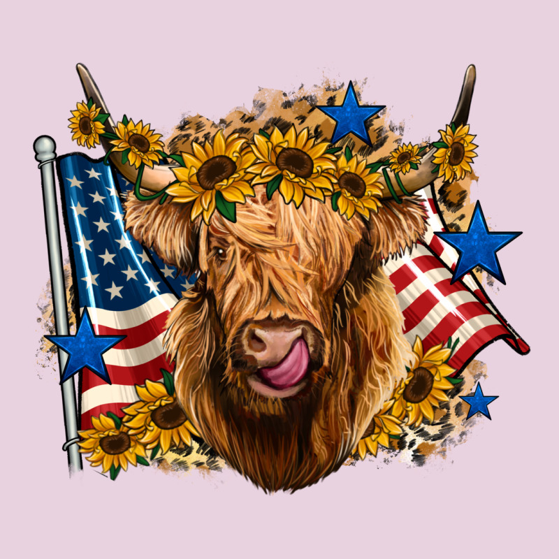 4th Of July Shaggy Cow Leopard Background Ladies Tee by Jasminsmagicworld | Teevron