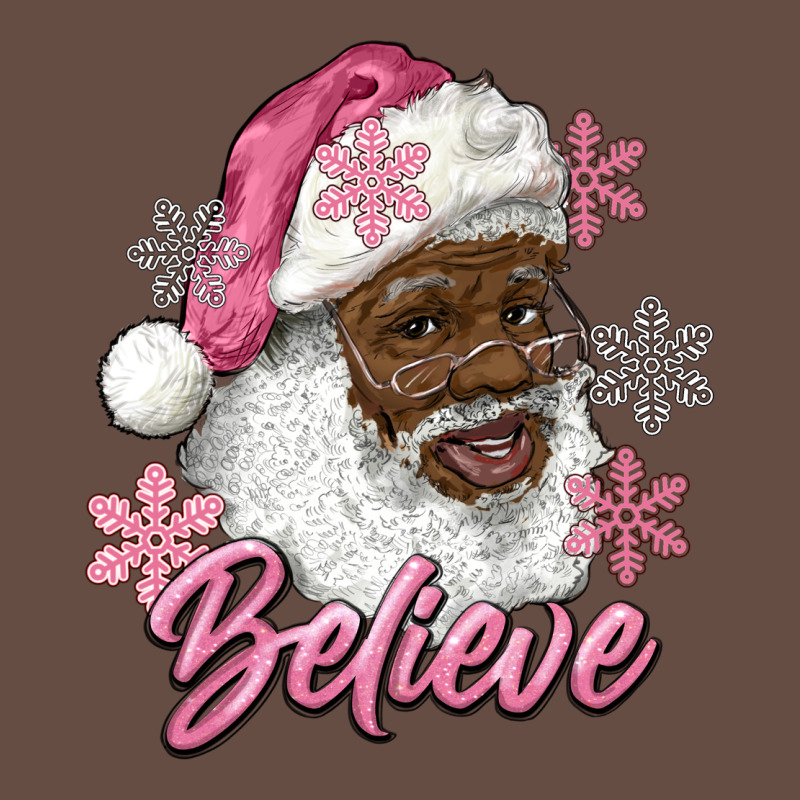 Pink Christmas African American Santa Believe Long Sleeve Tee by RanaPortraitStore | Teevron