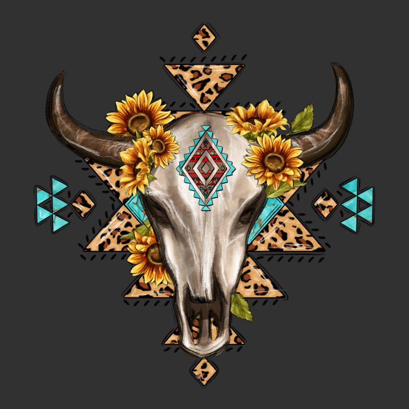 Bull Skull With Aztec Sunflower Leopard Urban Heavy Tee by MaliasSmallBusiness | Teevron