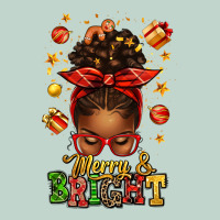 Merry And Bright Christmas Afro Messy Bun Zipper Hoodie | Teevron