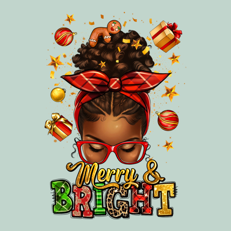 Merry And Bright Christmas Afro Messy Bun Zipper Hoodie by texasbilliewilder | Teevron