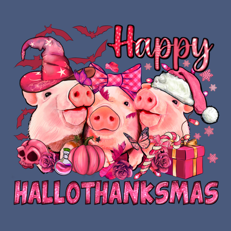 Happy Hallothanksmas Pigs Pink Vintage Hoodie by NancyCooperArtShop | Teevron