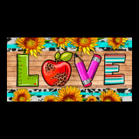 Love And Sunflower With Pen And Apple License Plate Template Premium Tee | Teevron