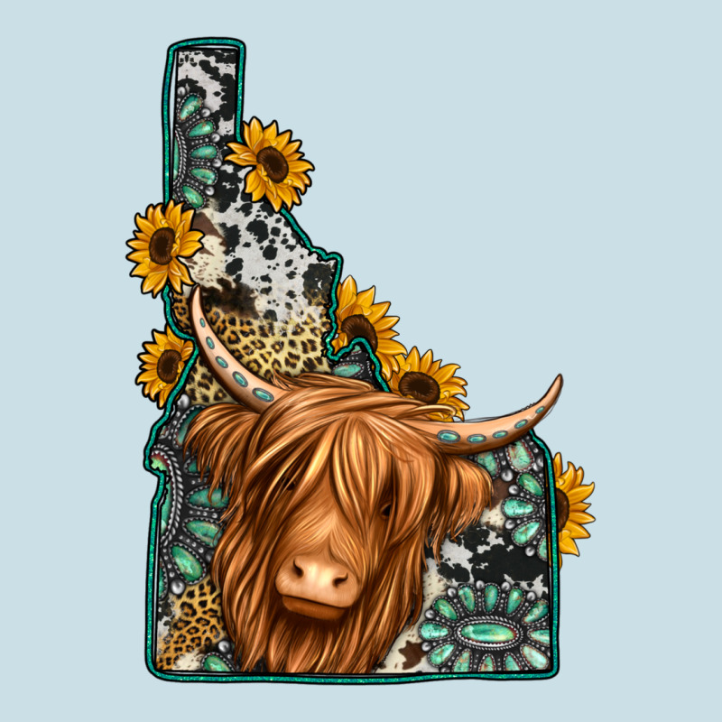 Idaho Map Long Haired Cow Ladies Tee by Jasminsmagicworld | Teevron