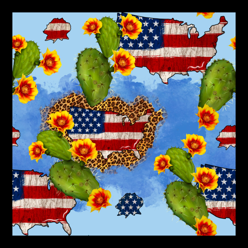 Usa Map Cactus And Sunflower Seamless Pattern Premium Tee by BundleAndBundleShop | Teevron