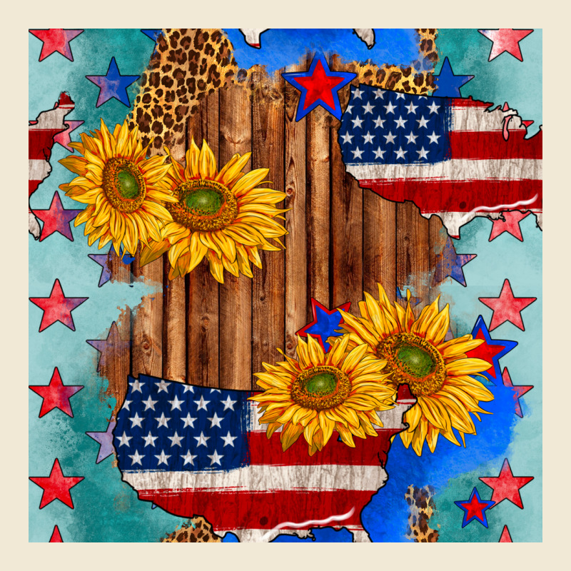 Usa Map With Sunflowers And Leopard Seamless Pattern Premium Tee by BundleAndBundleShop | Teevron
