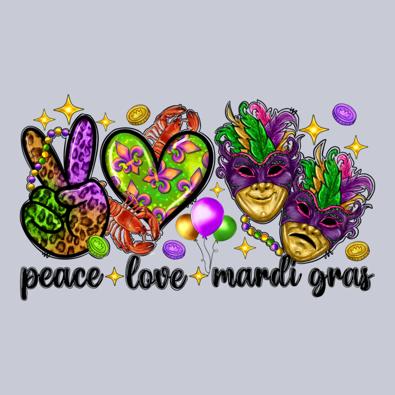 Peace Love Mardi Gras Heavyweight Hoodie by HowdyJamesFarm | Teevron