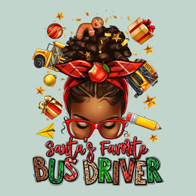 Santas Favorite School Bus Driver Afro Messy Bun Zipper Hoodie by texasbilliewilder | Teevron