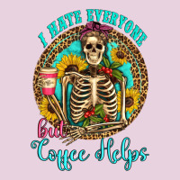 I Hate Everyone But Coffee Helps Western Skeleton Coffee Sunflowers Ladies Tee | Teevron