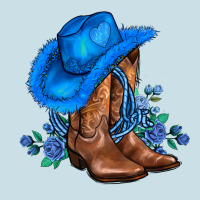 Valentines Day Blue Boots Cowgirl Hat And Roses Ladies Tee | Teevron