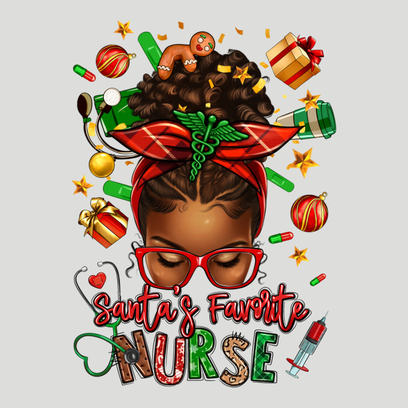 Santa's Favorite Nurse Afro Messy Bun Zipper Hoodie by texasbilliewilder | Teevron