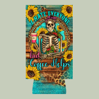 I Hate Everyone But Coffee Helps Western Skeleton Coffee Sunflowers 12 Ladies Tee | Teevron