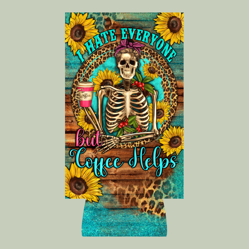 I Hate Everyone But Coffee Helps Western Skeleton Coffee Sunflowers 12 Ladies Tee by Artiststas | Teevron