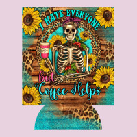 I Hate Everyone But Coffee Helps Western Skeleton Coffee Sunflowers 12 Ladies Tee | Teevron