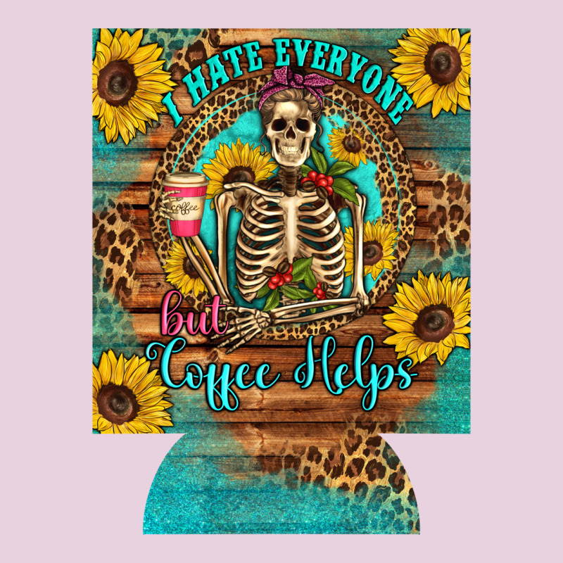 I Hate Everyone But Coffee Helps Western Skeleton Coffee Sunflowers 12 Ladies Tee by Artiststas | Teevron