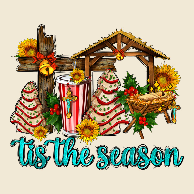 Tis The Seasin With Christmas Cake Abd Jesus Ladies Tee by AdoDesignShop | Teevron